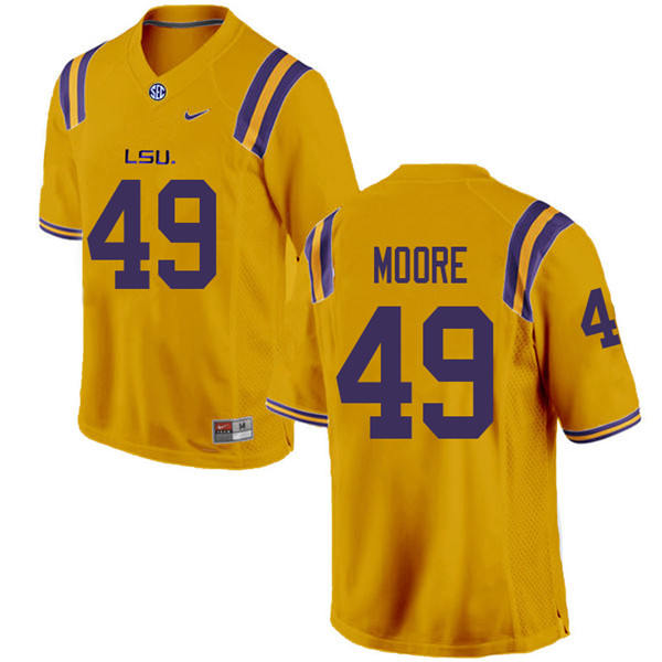 Men #49 Travez Moore LSU Tigers College Football Jerseys Sale-Gold